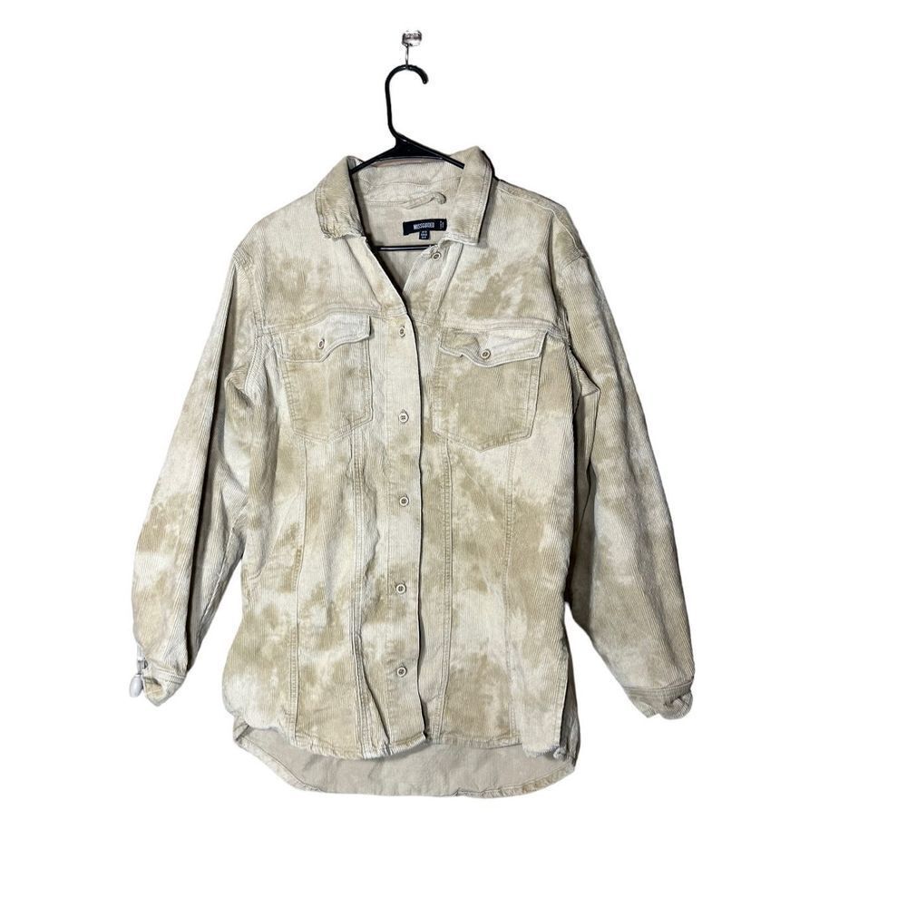 Missguided Corduroy Tie Dye Button Down Shacket Shirt Size 8